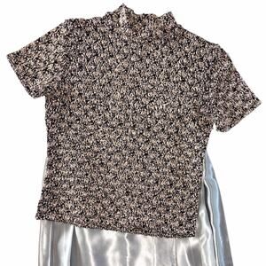 E.K. Designs Vintage Black & Cream Textured Knit Top size Small